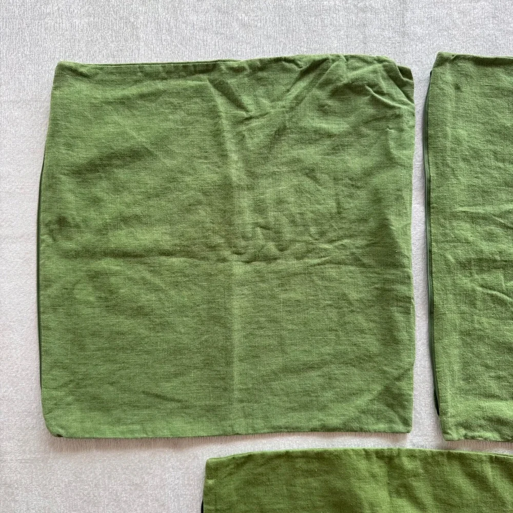 3pc IKEA VIGDIS Moss Green Ramie Pillow Cushion Covers Zip Closure